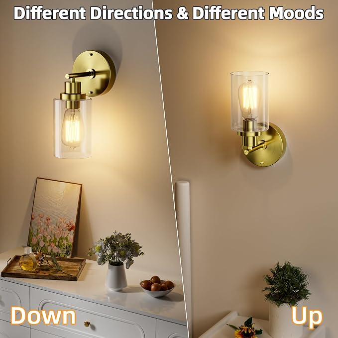 GORDNWE 1-Light Bathroom Wall Sconce, Brushed Gold Vanity Light, Modern Wall - Image 5