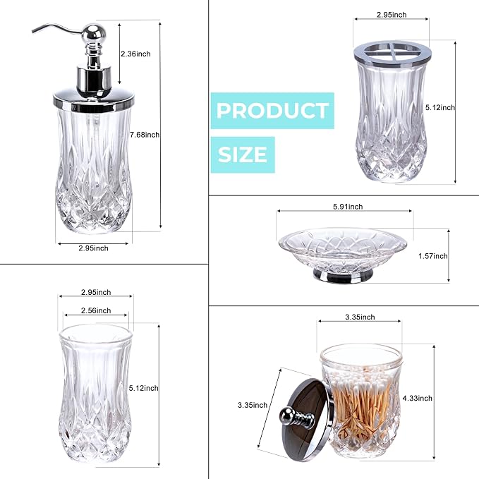 Bathroom Accessories Set, Complete Lotion Soap Dispenser, Toothbrush Holder - Image 3