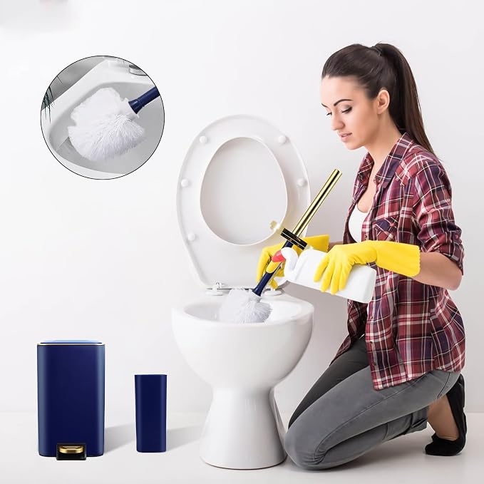 Navy Blue Bathroom Accessories Set 8 Piece Navy Blue and Gold Bathroom Set - Image 7