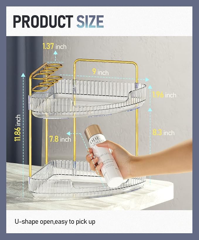 2-Tier Corner Bathroom Organizer Counter - Image 3