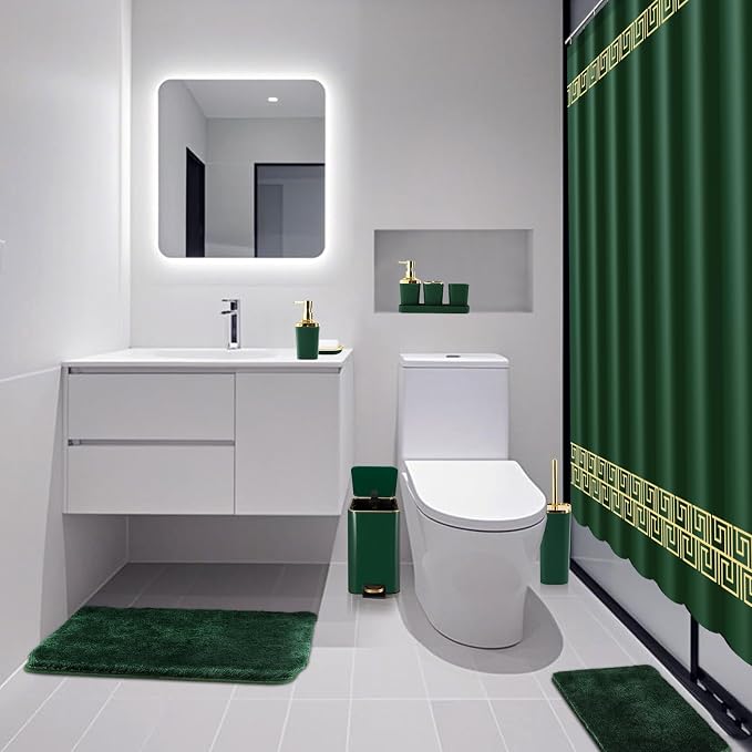 Bathroom Sets with Shower Curtain and Rugs Bathroom Accessories Set Hunter - Image 6