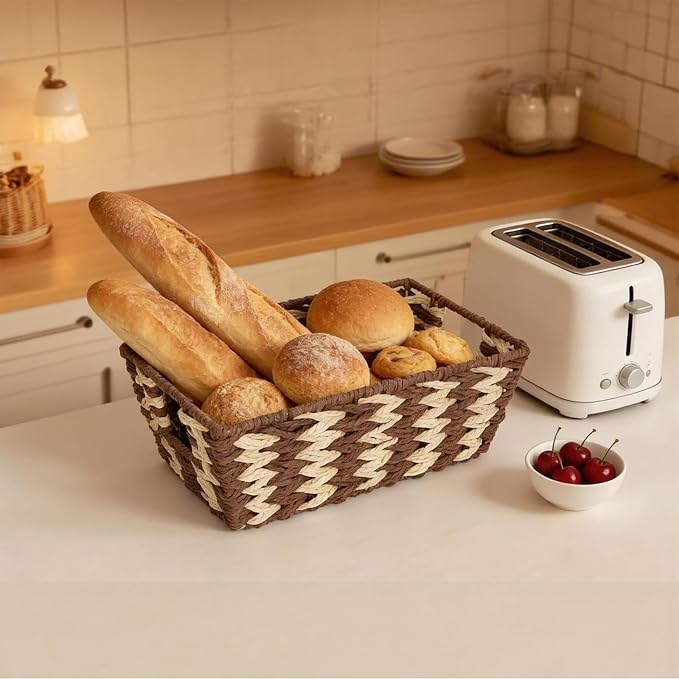 Paper Rope Storage Baskets for Shelves Organizing, Small Hand Woven Wicker - Image 8