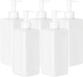 Youngever 5 Pack 16 Ounce Plastic Pump Bottles, Refillable Square Plastic Pump by Youngever