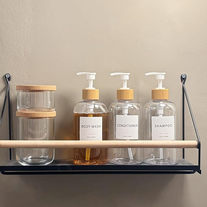 Shampoo and Conditioner Dispenser, Refillable Plastic Shampoo Pump Bottles - Image 5
