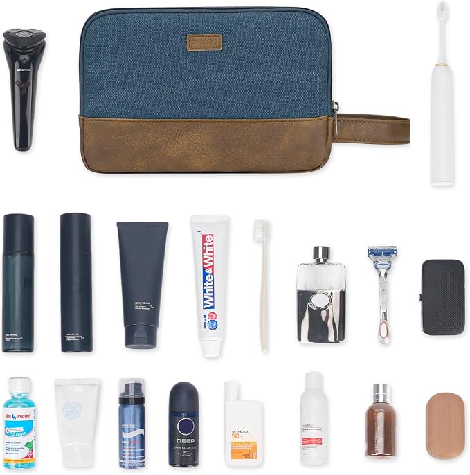 WANDF Travel Toiletry Bag for Men Large Toiletries Shaving Bag Water Resistant - Image 8