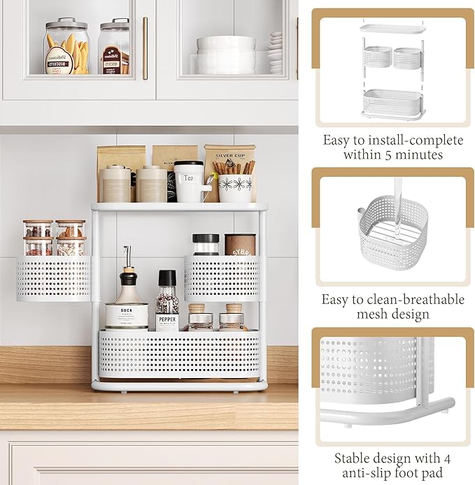 KINGRACK 3-Tier Rotating Bathroom Organizer, Countertop Vanity Tray, Spice Rack - Image 3
