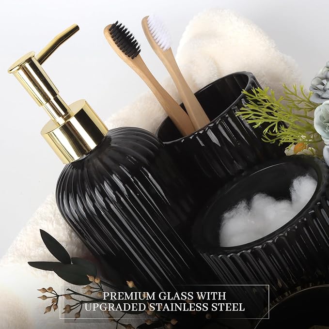 Designer Black Glass Bathroom Accessories Sets - Image 8