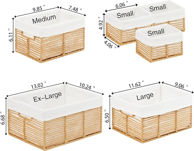 Vagusicc Wicker Storage Basket, 6 Pack Baskets - Image 2