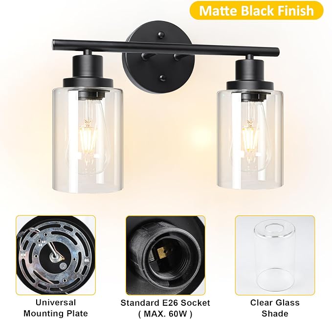 Unicozin 2 Light Vanity Lights, Bathroom Light Fixtures, Wall Lights - Image 5