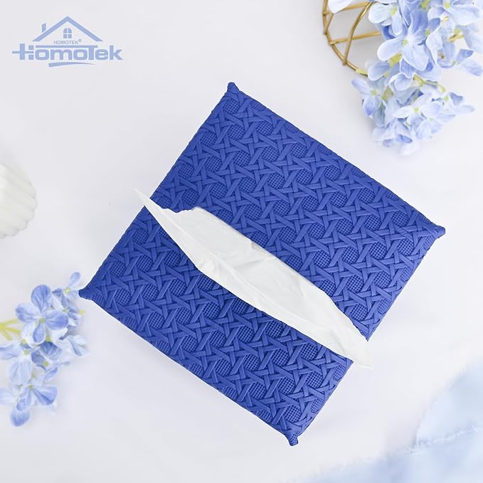 HOMOTEK 2 Pack Tissue Box Cover, Square PU Leather Tissue Holder, Decorative - Image 2