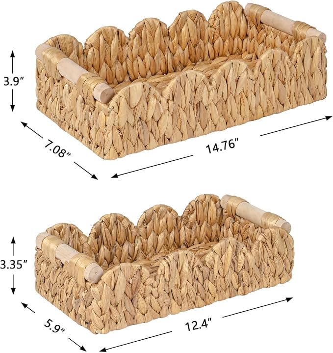 Decorative Toilet Paper Storage Basket, Modern Farmhouse Home Decor Scalloped - Image 3