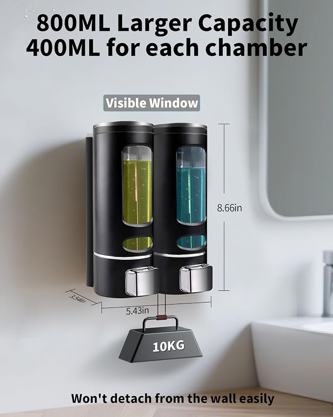 Shampoo and Conditioner Dispenser - 800ML Wall-Mounted Shower Shampoo Dispenser - Image 2