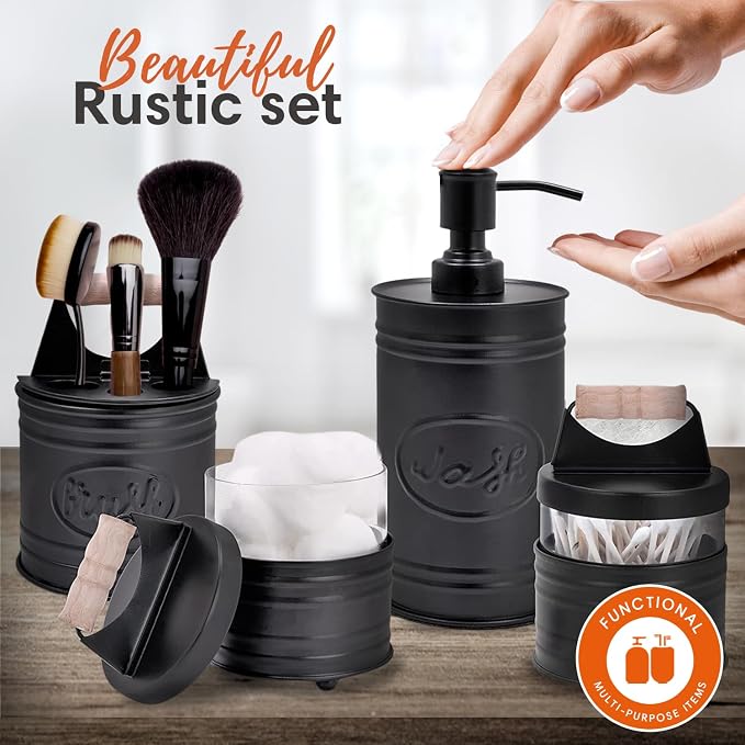 Autumn Alley Rustic Bathroom Accessories Set Black Farmhouse Soap Dispenser - Image 8