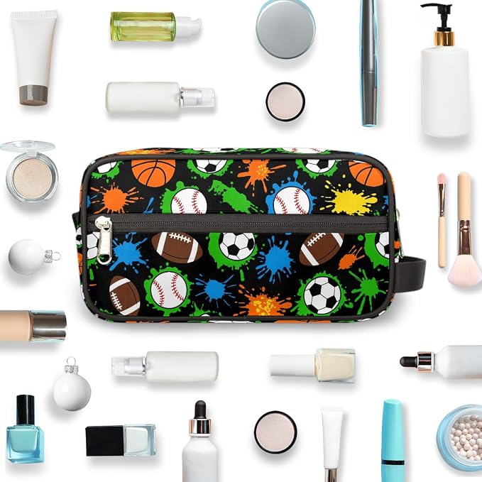 Colorful Splashes Sports Balls Pattern Kids Toiletry Bag - Image 5
