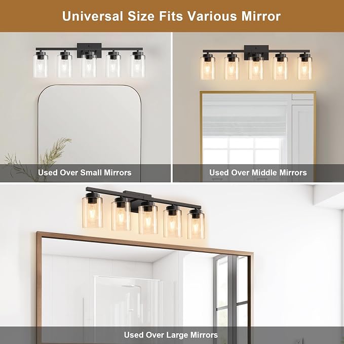 IZORRO Modern Bathroom Light Fixtures, 5 Light Black Vanity Lights, Bathroom - Image 9