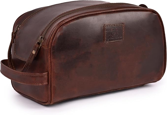 Premium Leather King Size Toiletry Travel Pouch – Handcrafted Dopp Kit - Image 2