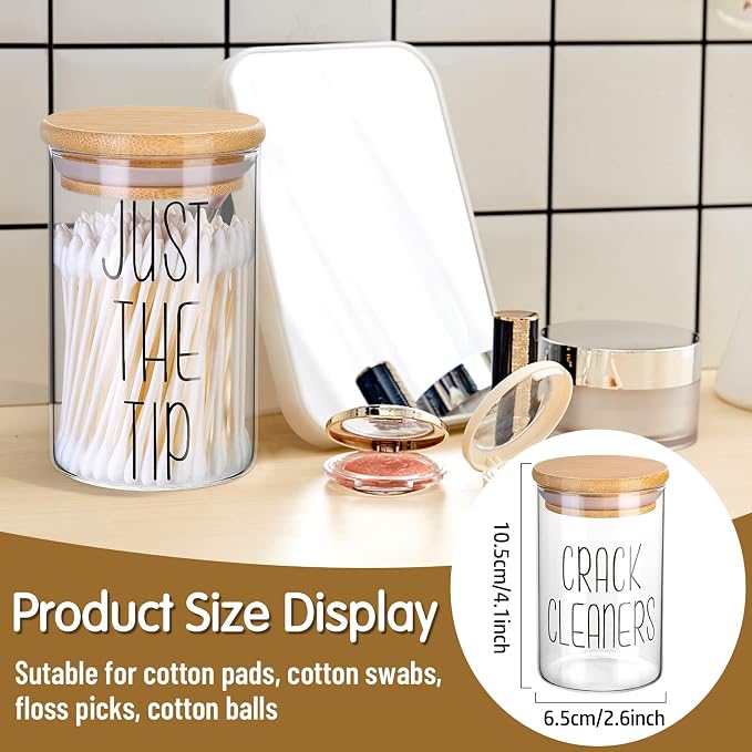 4 Pack Qtip Holder Glass Dispenser - Image 2