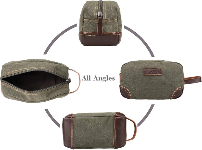 Emissary Men's Leather and Canvas Travel Toiletry Dopp Kit, Shaving Bag - Image 7