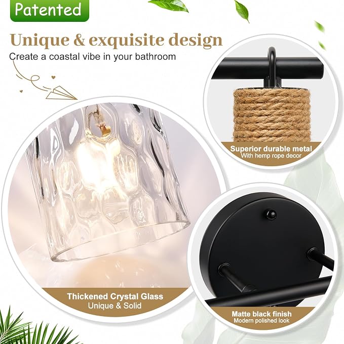 Bathroom Light Fixtures, 2-Light Coastal Vanity Lights - Image 4