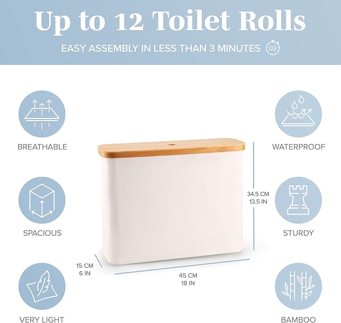 LONBET Toilet Paper Storage for 12 Rolls, Stackable & Foldable - Image 3