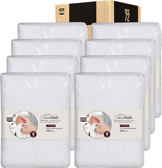 Utopia Towels 72 Pack Premium Hand Towels Set, 100% Ring Spun Cotton, Ultra by UTOPIATOWELS