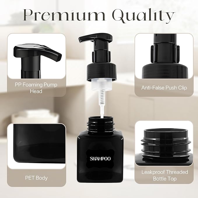 8.5 oz Foaming Soap Dispenser Plastic Foaming Pump Bottle, Refillable Dispenser - Image 4