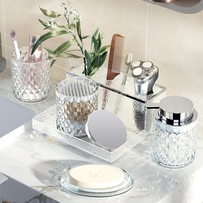 Glass Bathroom Accessories Set 5Pcs Crystal - Image 6