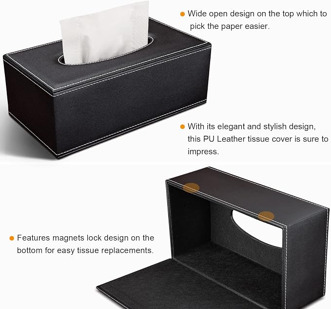 Tissue Box Cover Rectangular, PU Leather Tissue Box Holder - Image 4