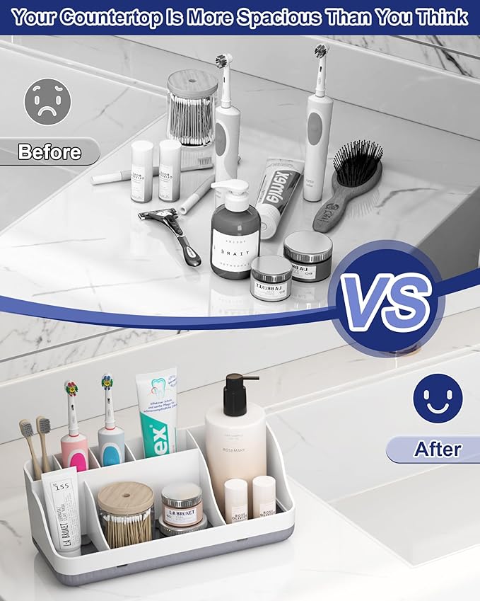 Bathroom Counter Organizer and Storage, 7 Slots Detachable Toothbrush Holders - Image 6