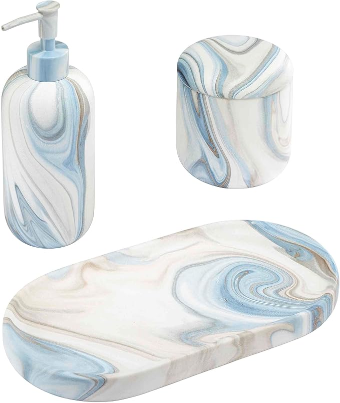 Avanti Linens - Bath Set, Resin Lotion Pump, Covered Jar & Vanity Tray by AvantiHomeSince1969