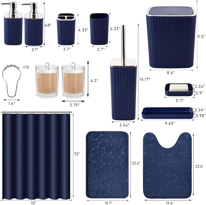 Bathroom Set with Shower Curtain and Rugs- 25PC Bathroom Accessory Set - Image 3