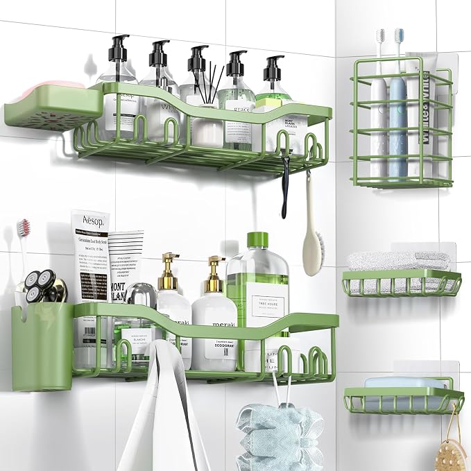 Shower Caddy Adhesive Shower Organizer 7-Pack, Rustproof Stainless Steel by OrganizeYourHomeEssentials