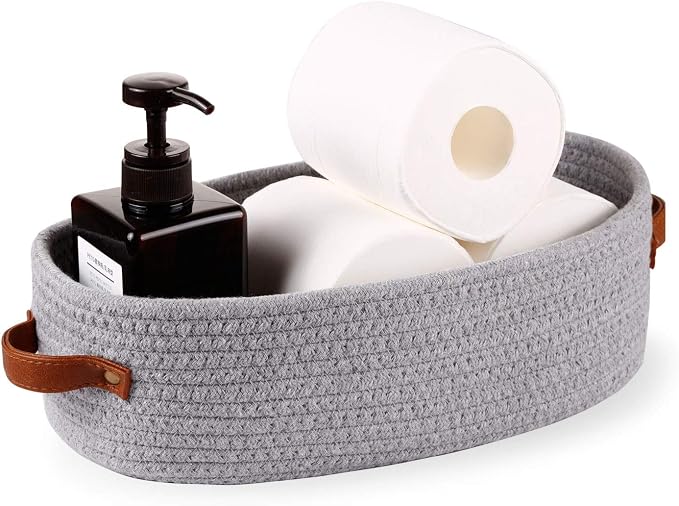 Cotton Rope Small Woven Toilet Paper Room Storage Basket - Image 2