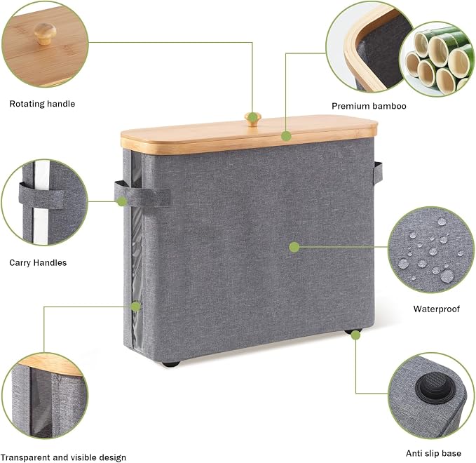 Bamboo Toilet Paper Organizer for Bathroom - Image 5