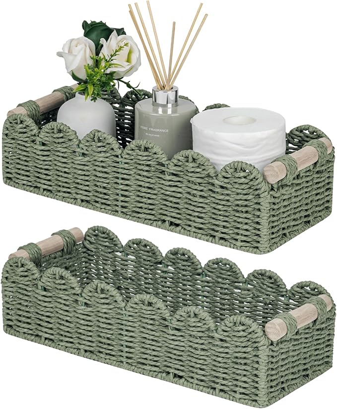 CubesLand Bathroom Basket Organizer, Toilet Tank Paper Storage Baskets 2-Pack by CubesLand