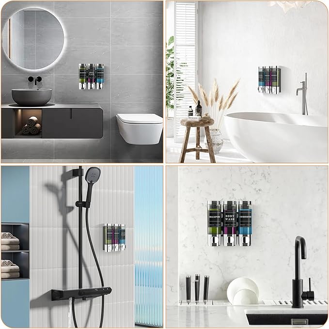 Shampoo and Conditioner Dispenser, Shower Dispenser 3 Chamber No Drill - Image 2