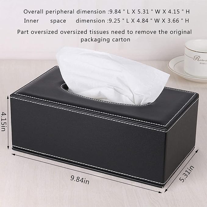 High-end Fashion PU Leather Tissue Box Holder Black - Image 3