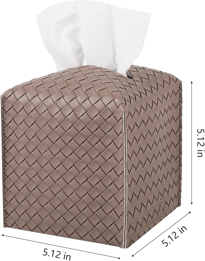 Tissue Box Cover PU Leather Tissue Holder Square Facial Tissue Case Facial - Image 2