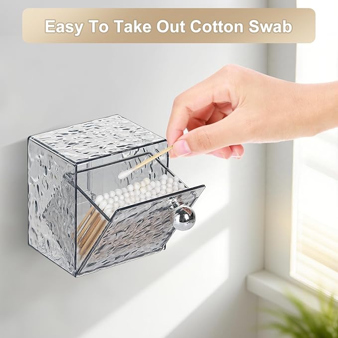 Qtip Holder Dispenser, Wall Mounted Plastic Cotton Pad Holder, Cotton Ball - Image 3