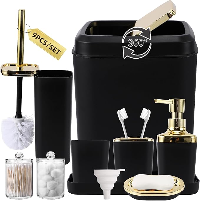 Black Bathroom Accessories Set, Soap Dispenser, Soap Dish, Toothbrush Holder by BetterbathroomwithXLHOME