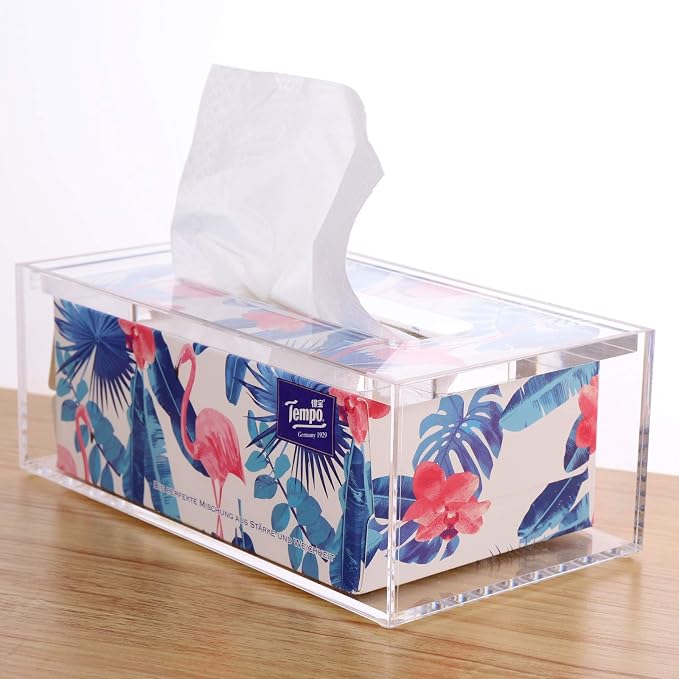 SANRUI Clear Acrylic Facial Tissue Box Cover Holder - Image 9