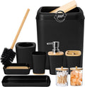 Bathroom Set Black Bathroom Trash Can, 9 Piece Bathroom Decor Toothbrush Holder by BetterbathroomwithXLHOME