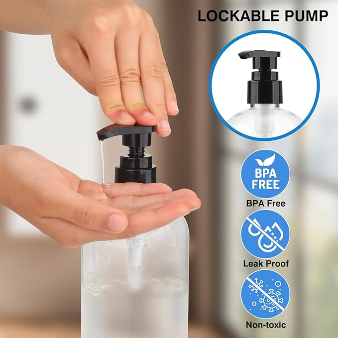 Empty Pump Bottles Dispenser 2 Pack 300ml/10.15oz. Clear Plastic Pump Bottle - Image 6