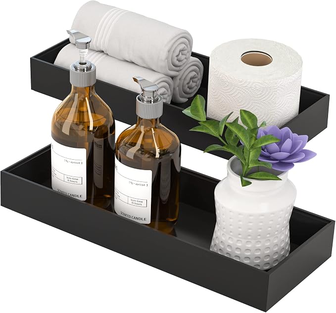 Toilet Tank Tray for Modern Black Bathroom Decor Set of 2 Toilet Tank Topper - Image 7