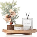 Round Decorative Tray Wood Bathroom Counter Organizer Farmhouse Kitchen Decor by zoocatia