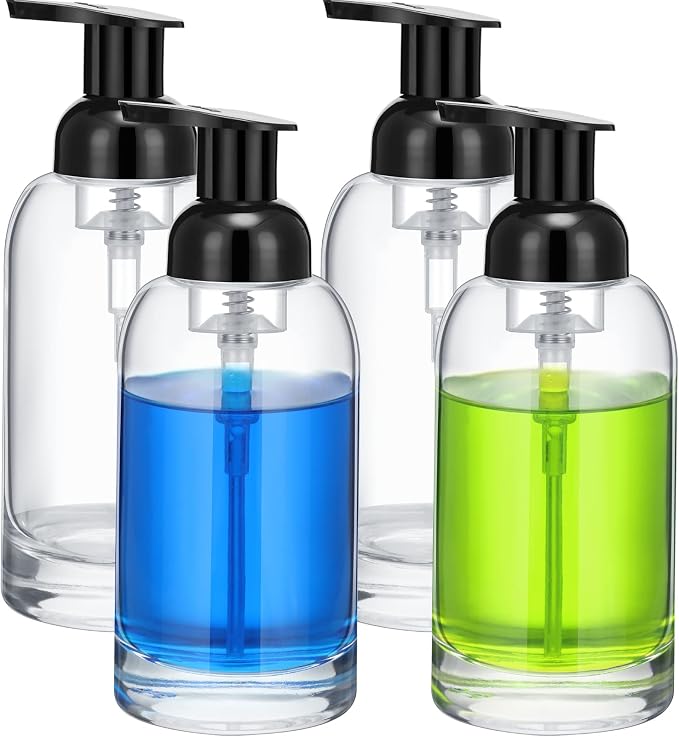 Eccliy 4 Pack 13 Oz Clear Glass Jar Soap Dispenser by Eccliy