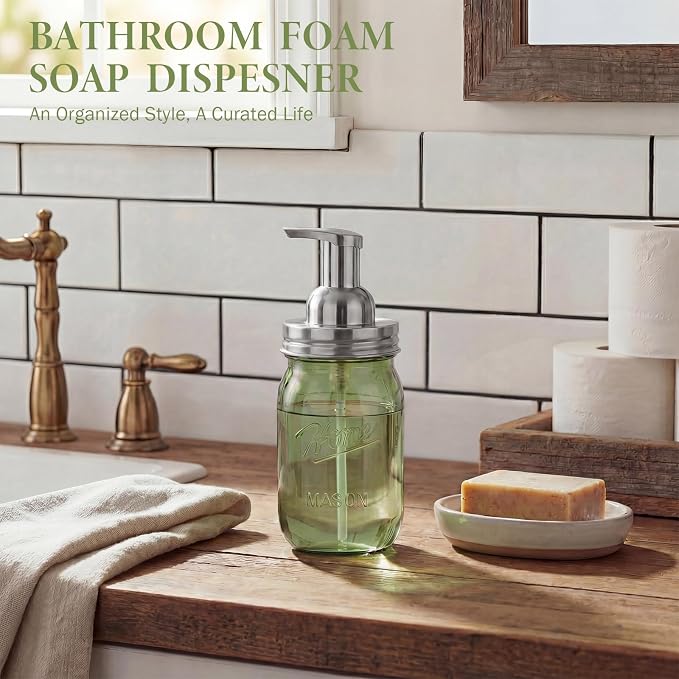 Amolliar Plastic Mason Jar Foaming Soap Dispenser Pump Lid, 16oz Foam Soap - Image 4
