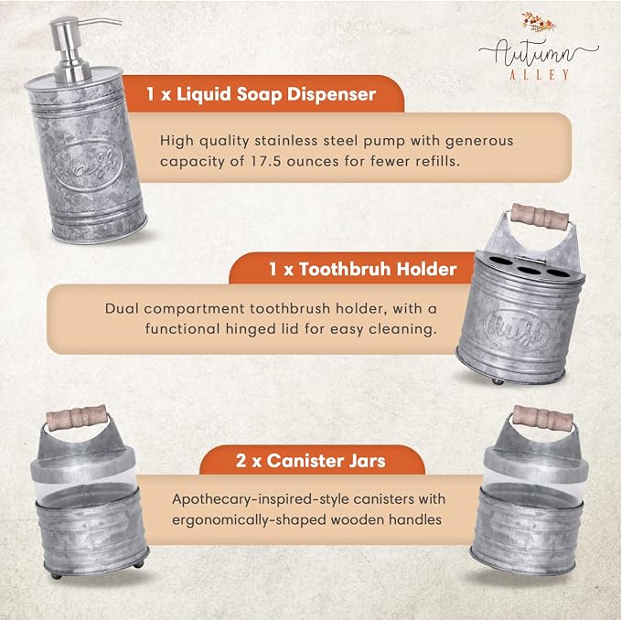 Autumn Alley Rustic Bathroom Accessories Set 4 - Image 4