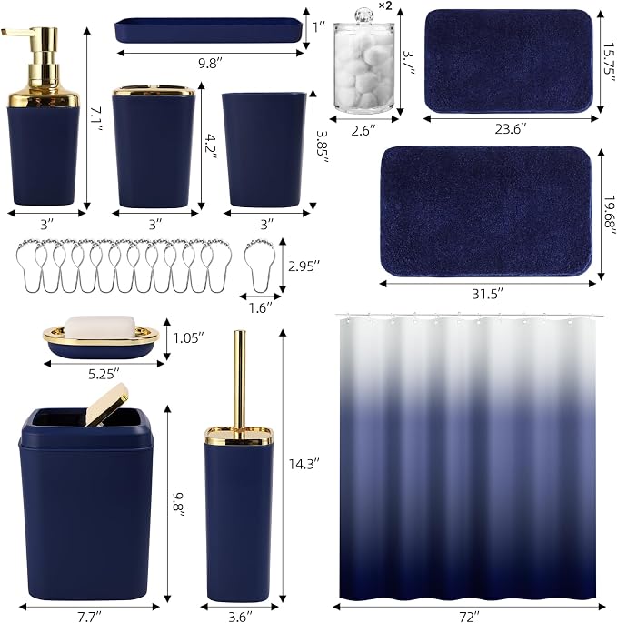 Bathroom Set - Navy Blue Bathroom Sets - Image 9