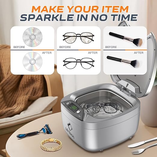 Life Basis Ultrasonic Cleaner Household Ultrasonic Jewelry Cleaner 850ml LCD - Image 5